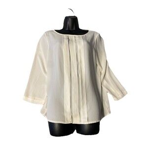 Ann Taylor Sheer Blouse Womens Small‎ Cream